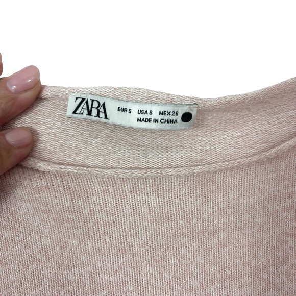 Zara Baby Pink Sweater Lightweight Long Sleeve Staple Capsule Soft Top Size S - Picture 5 of 7
